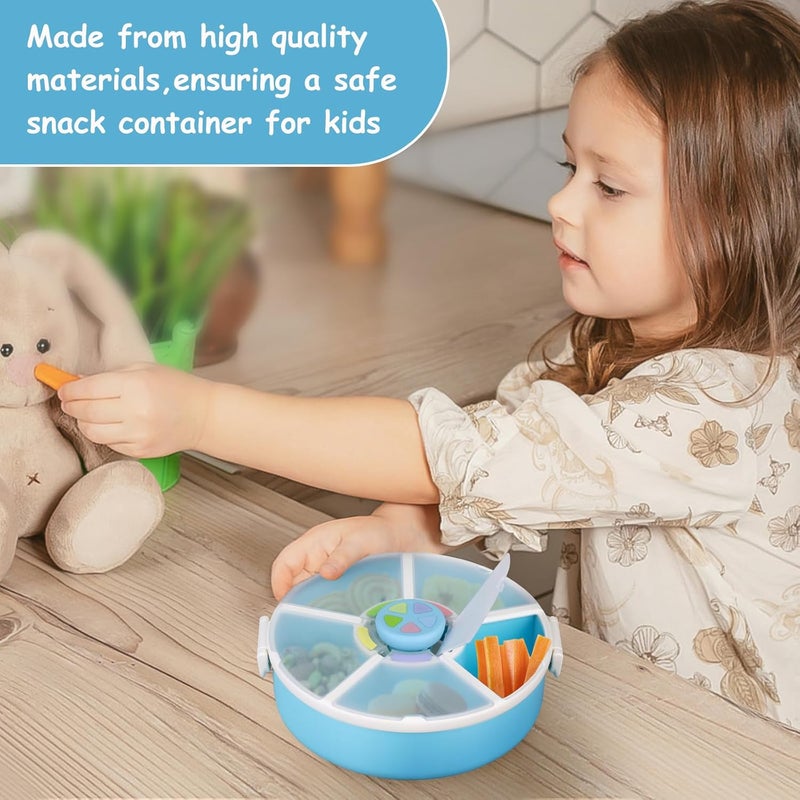 JOOPETALK Kids Reusable Rotating Snack Container with 5 Separate Compartments, Color Matching Opening Lid, BPA/PVC-Free, Dishwasher Safe, Perfect for Travel, School Lunches & On-the-Go Snacking-Blue - Image 5